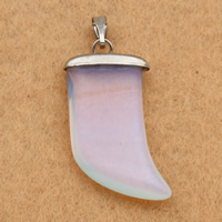 Sea Opal Pendants, with brass bail, Scabbard, platinum color plated Approx 
