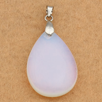 Sea Opal Pendants, with brass bail, Teardrop, platinum color plated Approx 