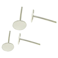 Sterling Silver Earring Stud Component, 925 Sterling Silver, Flat Round, without earnut 