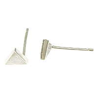 Sterling Silver Stud Earring, 925 Sterling Silver, Triangle, without earnut & brushed 0.8mm 