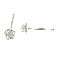 Sterling Silver Stud Earring, argent sterling 925, fleur, sans embout de boucle d'oreille 0.8mm, Vendu par paire