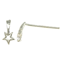 Sterling Silver Stud Earring, argent sterling 925, étoile, sans embout de boucle d'oreille 0.8mm, Vendu par paire