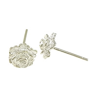 Sterling Silver Stud Earring, argent sterling 925, fleur, sans embout de boucle d'oreille 0.8mm, Vendu par paire