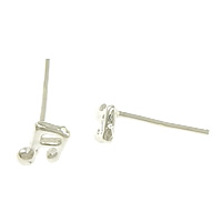 Sterling Silver Stud Earring, 925 Sterling Silver, Music Note, without earnut 0.8mm 