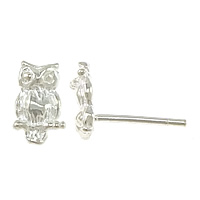 Sterling Silver Stud Earring, 925 Sterling Silver, Owl, without earnut 0.8mm 