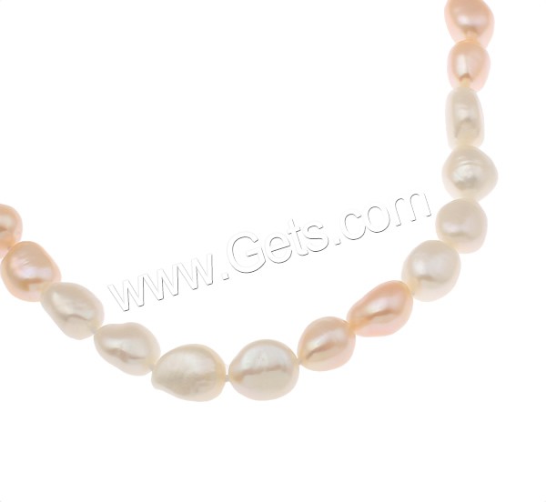 Natural Freshwater Pearl Necklace, brass box clasp, Baroque, different length for choice & two tone, 9-10mm, Sold By Strand