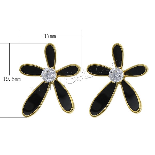Enamel Stainless Steel Jewelry Sets, pendant & earring, Flower, plated, with cubic zirconia, more colors for choice, 19.5x24x5mm, 17x19.5x17mm, Hole:Approx 5x6.5mm, Sold By Set
