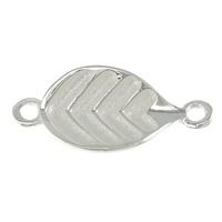 Sterling Silver Charm Connector, 925 Sterling Silver, Leaf, plated, 1/1 loop Approx 1.5mm 