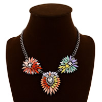 Fashion Statement Necklace, Zinc Alloy, with iron chain & Acrylic, with 5cm extender chain, plumbum black color plated, twist oval chain & faceted & with rhinestone, multi-colored, nickel, lead & cadmium free Approx 16.5 Inch 