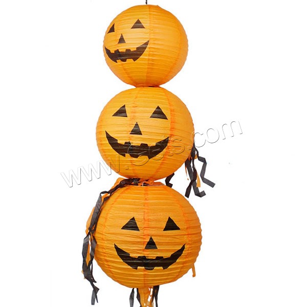 décoration d'Halloween, papier, avec fil de queue de tigre, lanterne, Bijoux d'Halloween & normes différentes pour le choix & deux tons, Vendu par PC