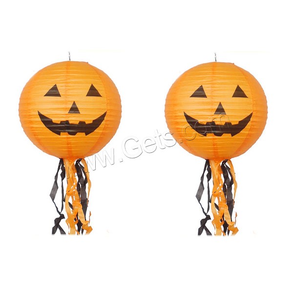 Decoración de Halloween, Papel, con alambre de cola de tigre, Linterna China, Joyería de Halloween & diverso tamaño para la opción & 2-tono, Vendido por UD