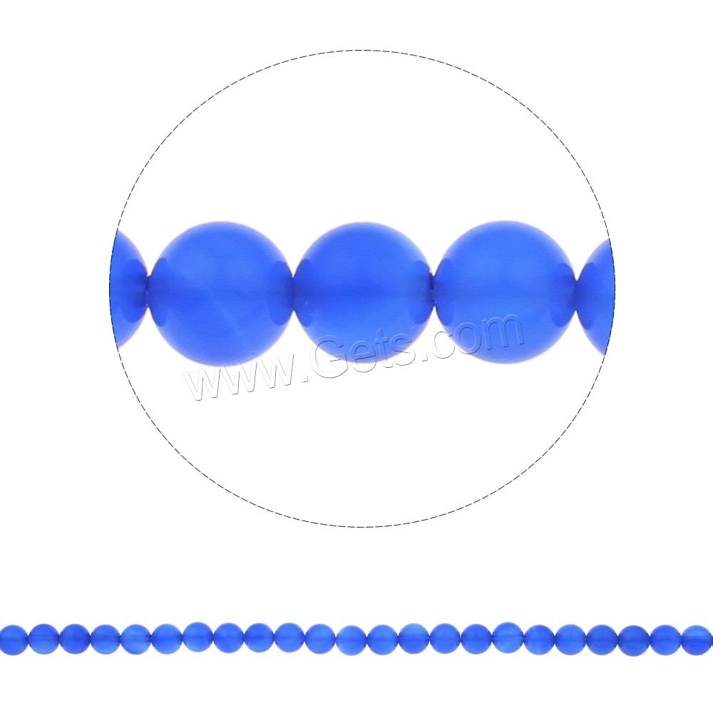 Abalorios de Ágata Azul, Esférico, diverso tamaño para la opción, agujero:aproximado 1mm, longitud:aproximado 15 Inch, Vendido por Sarta