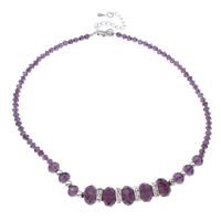 Кристалл ожерелье, Кристаллы, с Медные обручи, цинковый сплав Замок-карабин 4-12mm, длина:Приблизительно 16 дюймовый, продается Strand