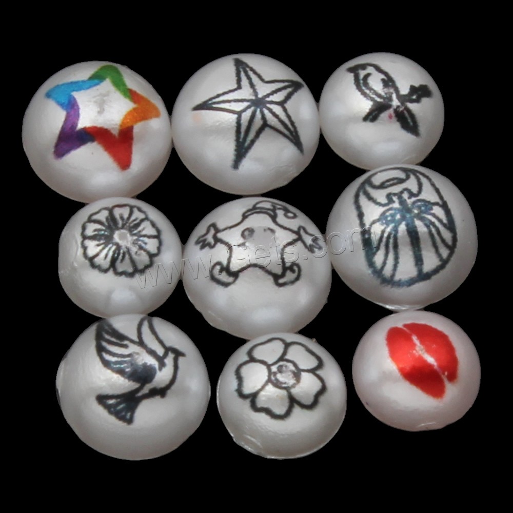 ABS Kunststoff Perlen Cabochon, ABS-Kunststoff-Perlen, Kunstdruck, verschiedene Größen vorhanden & flache Rückseite & gemischt, 5000PCs/Tasche, verkauft von Tasche