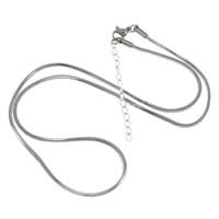 Mode Edelstahl Halskette Kette, 316 Edelstahl, mit Verlängerungskettchen von 2lnch, Schlangekette, originale Farbe, 1.5mm,10mm,4mm,3x4x0.6mm, Länge:ca. 16 ZollInch, verkauft von Strang