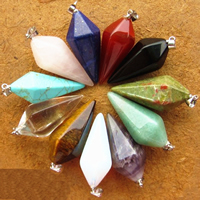Gemstone Zinc Alloy Pendants, with Zinc Alloy, pendulum, platinum color plated, natural Approx 3mm 