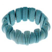 Bracelet à turquoises synthétique, turquoise synthétique, avec fil élastique, bleu turquoise - Diamètre inté Environ 50mm Environ 7 pouce, Vendu par brin
