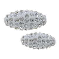 Strass Ton befestigte Perlen, oval, verschiedene Größen vorhanden, weiß, Bohrung:ca. 2mm, verkauft von PC
