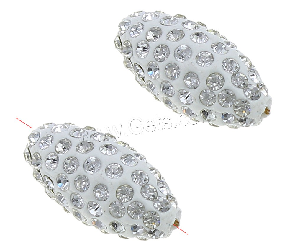 Rhinestone Clay Pave Beads, Oval, different size for choice, white, Hole:Approx 2mm, Sold By PC