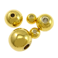 Brass Jewelry Beads, Round, real gold plated & high quality plating and never fade 