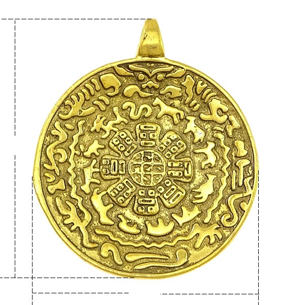 Brass Jewelry Pendants, Flat Round, plated, with chinese zodiac pattern & different size for choice, more colors for choice, Sold By PC