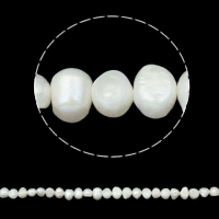 Barock kultivierten Süßwassersee Perlen, Natürliche kultivierte Süßwasserperlen, natürlich, weiß, 7-8mm, Bohrung:ca. 0.8mm, Länge:ca. 15.3 ZollInch, verkauft von Strang
