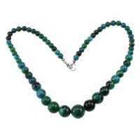 Synthetic Chrysocolla Necklace, brass lobster clasp, Round, graduated beads, 6-14mm .5 Inch 