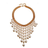 ABS-пластик Ожерелье, с железный цепи & цинковый сплав, с 7.5cm наполнитель цепи, плакирован золотом длина:Приблизительно 17 дюймовый, продается Strand