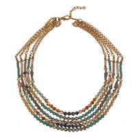 Акриловые ожерелье, Кристаллы, с железный цепи & цинковый сплав & Акрил, с 5cm наполнитель цепи, плакирован золотом, Роло цепь & 5-стренги & граненый, 35mm, длина:Приблизительно 18 дюймовый, продается Strand
