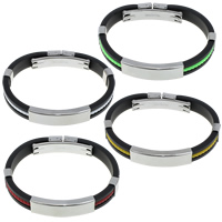 Silicone Stainless Steel Bracelets, with Silicone 9mm Approx 7.3 Inch 
