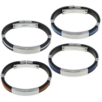 Silicone Stainless Steel Bracelets, with Silicone 9mm Approx 7.5 Inch 