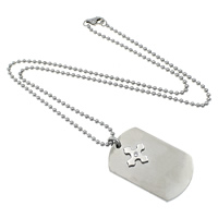 Stainless Steel Jewelry Necklace, Rectangle, ball chain & with rhinestone, original color, 2.5mm Approx 18 Inch 
