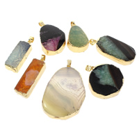 Dragon Veins Agate Pendant, with brass bail, gold color plated, natural & mixed, 13-35mm, 32-55mm, 8-11mm Approx 5mm 