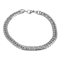 Stainless Steel Chain Bracelets, curb chain, original color Approx 8 Inch 