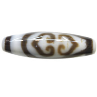 Natural Tibetan Agate Dzi Beads, Oval, double heart vajra & two tone, Grade A Approx 2mm 