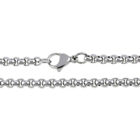Collar de cadena de acero inoxidable, cadena de caja, color original, 4mm, longitud:aproximado 30 Inch, Vendido por Sarta