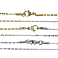 Collar de cadena de acero inoxidable, chapado, cadena oval, más colores para la opción, 1.5mm, longitud:aproximado 20 Inch, Vendido por Sarta
