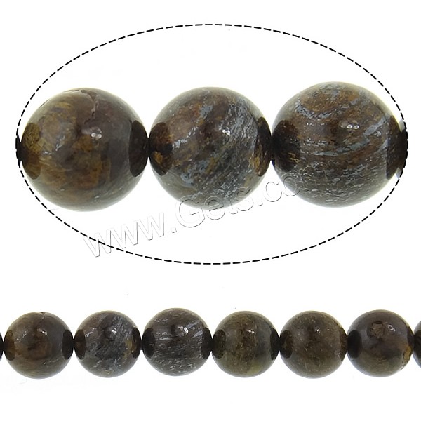 Bronzit Stein Perlen, rund, natürlich, verschiedene Größen vorhanden, Länge:ca. 15 ZollInch, verkauft von Strang