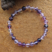 Purple Fluorite Bracelet, Round, natural, 6mm Approx 6 Inch, Approx 