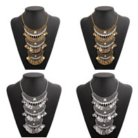 Vintage Coin Statement Necklace, Zinc Alloy, with iron chain & Acrylic, with 7.5cm extender chain, plated, twist oval chain & faceted nickel, lead & cadmium free, 165mm Approx 15 Inch 