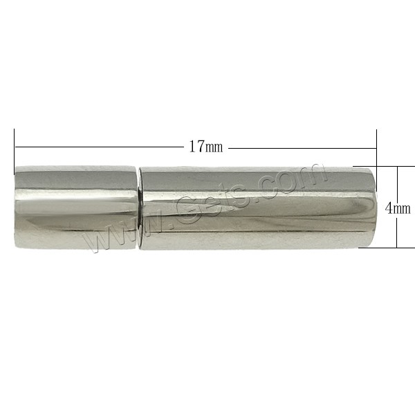 Stainless Steel Bayonet Clasp, Tube, plated, Customized, more colors for choice, 17x4mm, Hole:Approx 3mm, Sold By PC