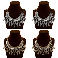 Vintage Coin Statement Necklace, Zinc Alloy, with iron chain & Acrylic, with 7cm extender chain, plated, curb chain & faceted nickel, lead & cadmium free, 85mm Approx 18.5 Inch 