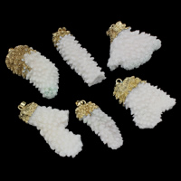 Natural Quartz Druzy Pendants, Clear Quartz, with brass bail, gold color plated, druzy style Approx 6mm 