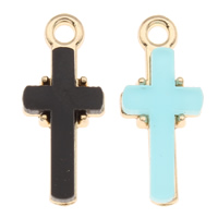Zinc Alloy Cross Pendants, gold color plated, with painted Approx 1mm 