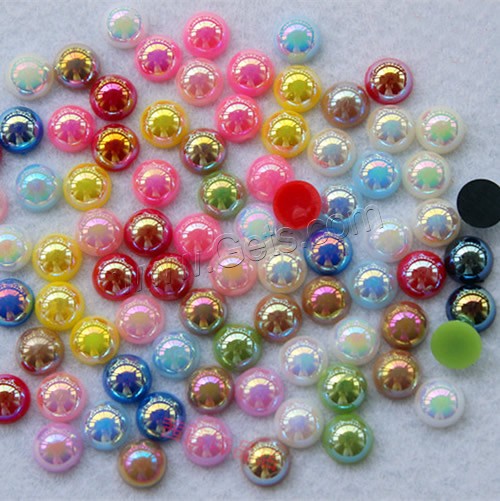 Solid Color Resin Cabochon, Flat Round, AB color plated, different size for choice & flat back, more colors for choice, Sold By Bag