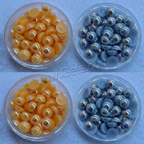 Solid Color Resin Cabochon, Flat Round, AB color plated, different size for choice & flat back, more colors for choice, Sold By Bag