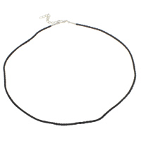 Nylonschnur Halskette, mit Eisenkette, Zinklegierung Karabinerverschluss, mit Verlängerungskettchen von 4cm, Platinfarbe platiniert, schwarz, 2mm, Länge:ca. 18 ZollInch, verkauft von Strang