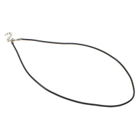 Rubber Necklace Cord, with iron chain, zinc alloy lobster clasp, with 4cm extender chain, platinum color plated black 