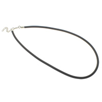 Rubber Necklace Cord, with iron chain, zinc alloy lobster clasp, with 4cm extender chain, platinum color plated black Approx 18 Inch 