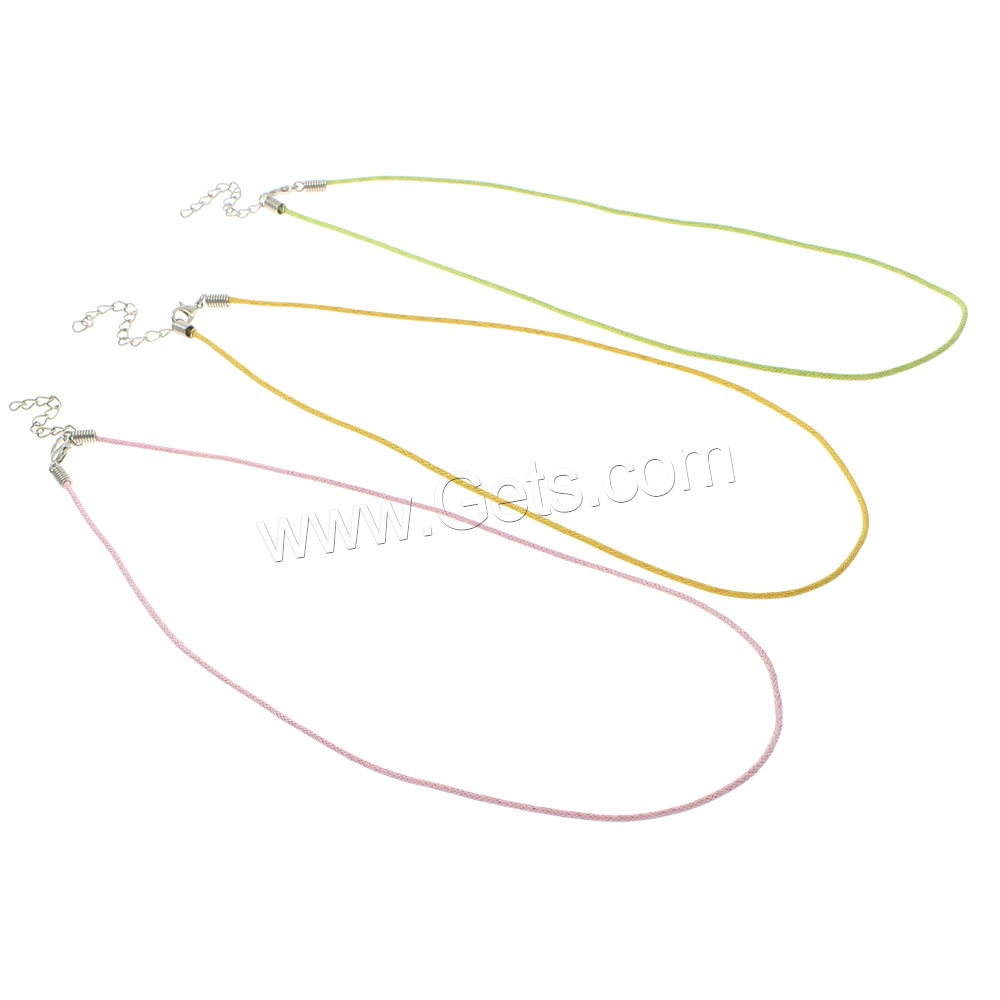 Nylon Necklace Cord, Nylon Cord, with iron chain, zinc alloy lobster clasp, with 4cm extender chain, platinum color plated, different size for choice, more colors for choice, Sold By Strand